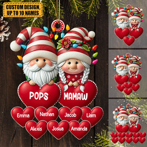 Christmas Grandma & Grandpa Mom & Dad With Heart Kids Personalized Acrylic Ornament