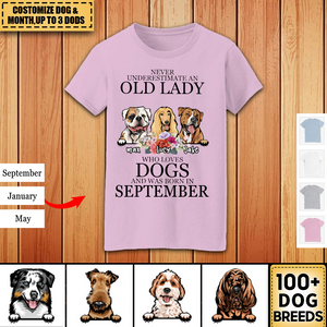 Dog - Never Underestimate Old Lady Personalized T-shirt - Gift For Woman