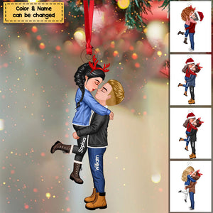 Doll Couple Kissing&Hugging Personalized Acrylic Christmas Ornament