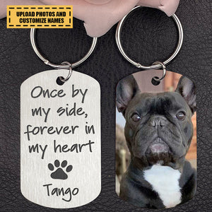 Once By My Side, Personalized Keychain, Pet Memorial Gift For Dog Lover, Custom Photo