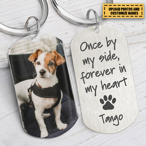 Once By My Side, Personalized Keychain, Pet Memorial Gift For Dog Lover, Custom Photo