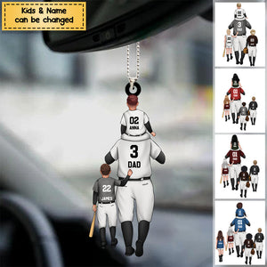 Personalized Baseball Kids & Dad Acrylic Christmas / Car Ornament