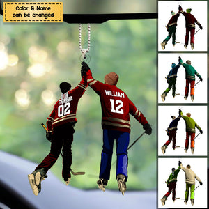 Custom Personalized Ice Hockey Couples Acrylic Ornament, Hockey Gifts