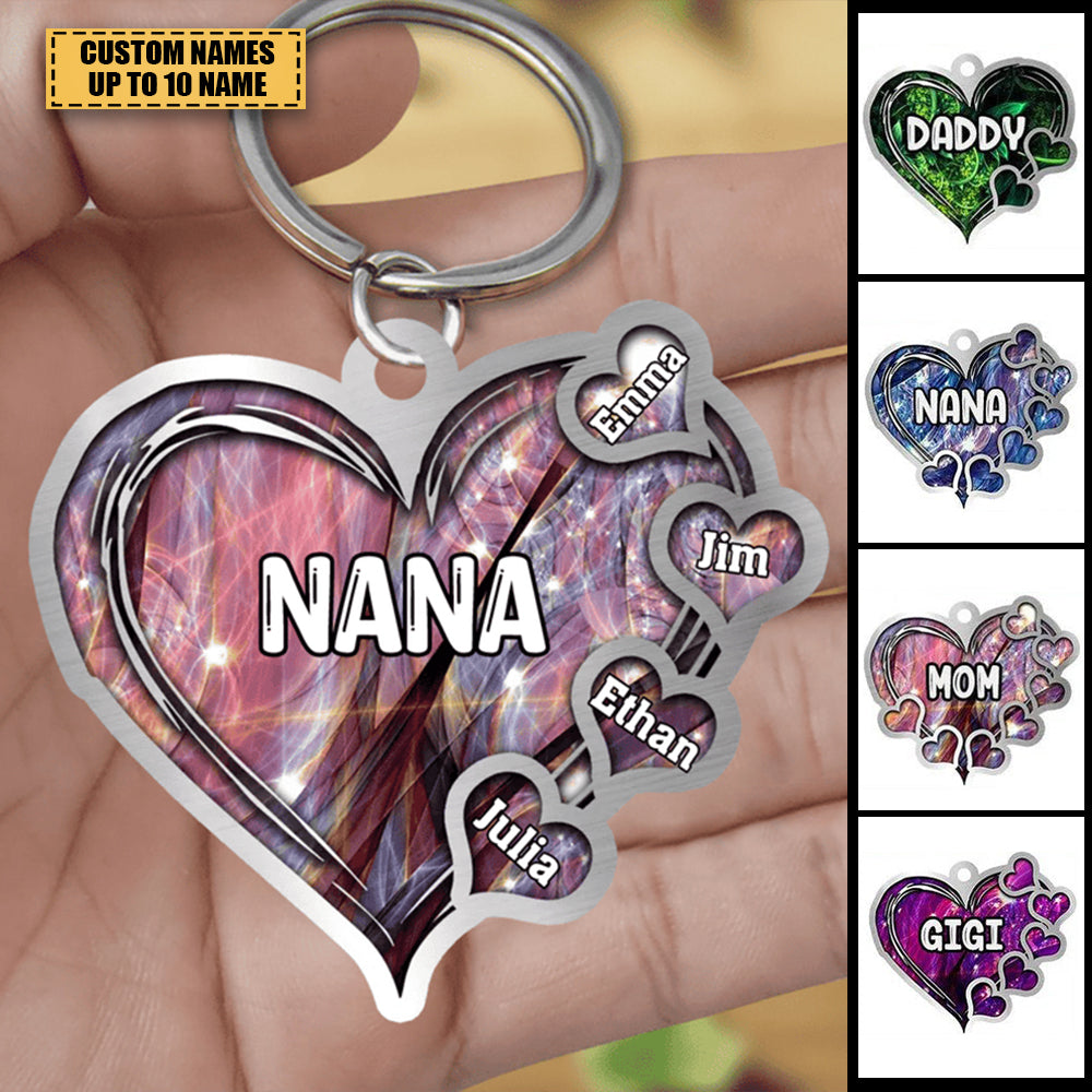 Grandma- Mom Heart Kids, Multi Colors Personalized Acrylic Keychain