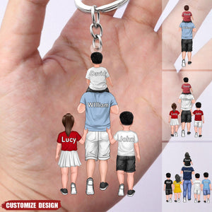 Personalized Dad/Grandpa With Kids Acrylic Keychain