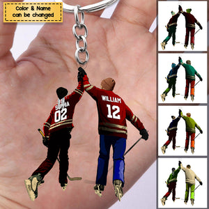 Custom Personalized Ice Hockey Couples Acrylic Keychain, Hockey Gifts