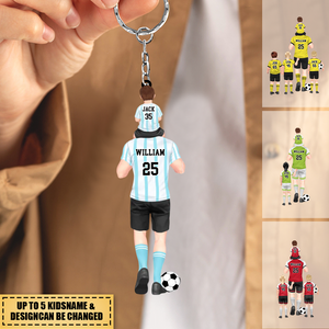 Personalized Soccer Dad & Kids Keychain