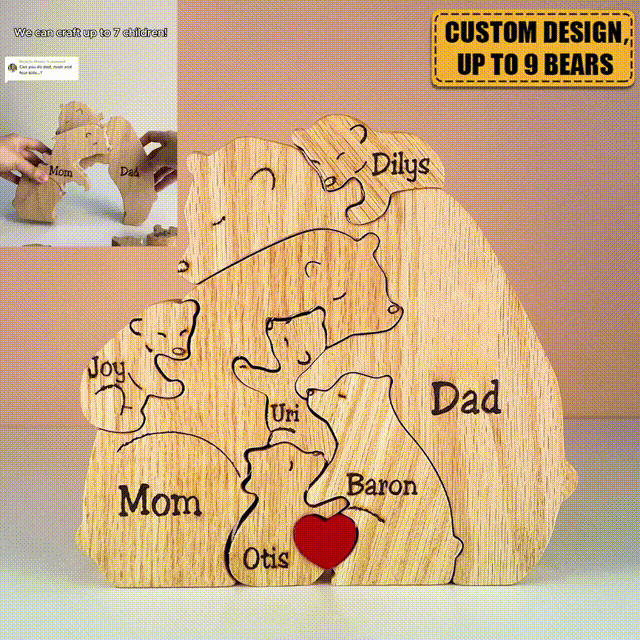 New Release-Personalized Bear Family Wooden Art
