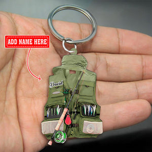 Fishing Vest02Personalized Acrylic Keychain-Great Gift Idea For Fishing Lovers