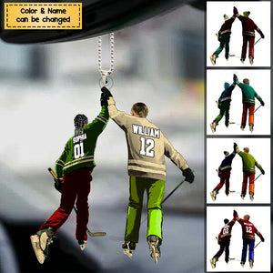 Custom Personalized Ice Hockey Couples Acrylic Ornament, Hockey Gifts