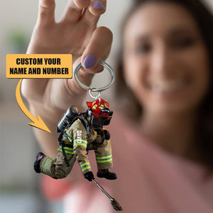 Personalized Firefighter Flat Acrylic Keychain