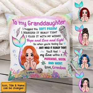 To My Granddaughter Mermaid Hug This Pillow