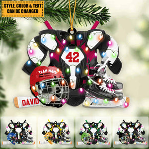 Hockey Gear Personalized Acrylic Ornament, Christmas Tree Decor For Hockey Players