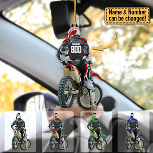 Personalized Motocross Racer Car Hanging Ornament