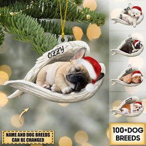 Personalized Dog Sleeping Angel Merry Christmas Ornament- Double Sides Printed