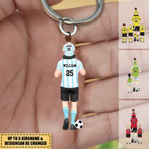 Personalized Soccer Dad & Kids Keychain