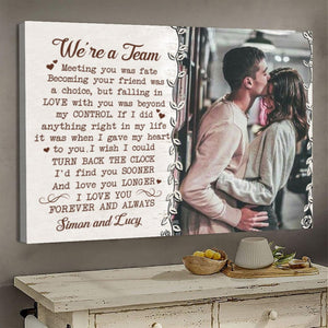 We're a team custom photo Canvas gift for couple