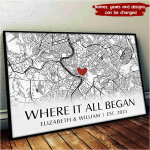 Where It All Began - Couple Personalized Custom Horizontal Poster - Gift For Husband Wife, Anniversary