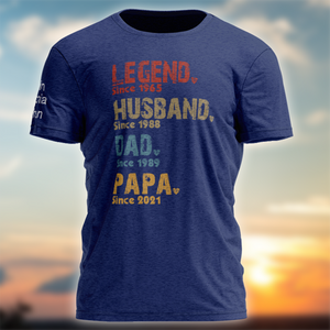 Legend Husband Dad Papa, Custom Dad Papa & Kids, Father's Day Gift T-Shirt