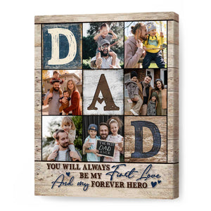 Dad Photo Collage Canvas Poster, Personalized Gifts For Dad, Best Father’s Day Gifts 2023, Fathers Day Photo Gifts