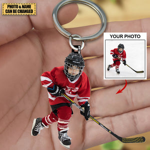 Personalized Hockey Player/Lover Acrylic Keychain - Gift For Hockey Lovers- Custom Your Photo