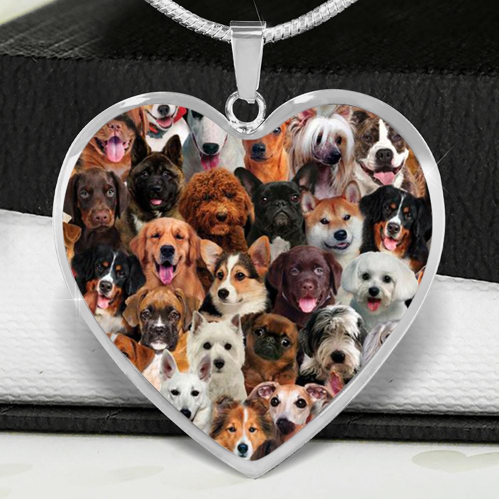 A Bunch Of Dogs Heart Necklace