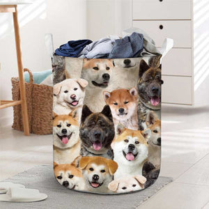 A Bunch Of Akita Inus Laundry Basket