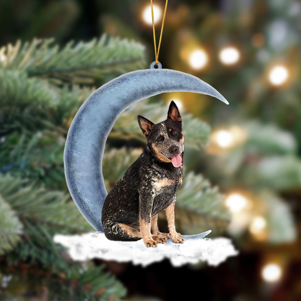 Australian Cattle Sits On The Moon Hanging Ornament