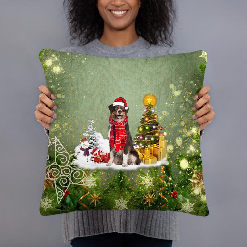 Australian Shepherd Merry Christmas Pillow Case