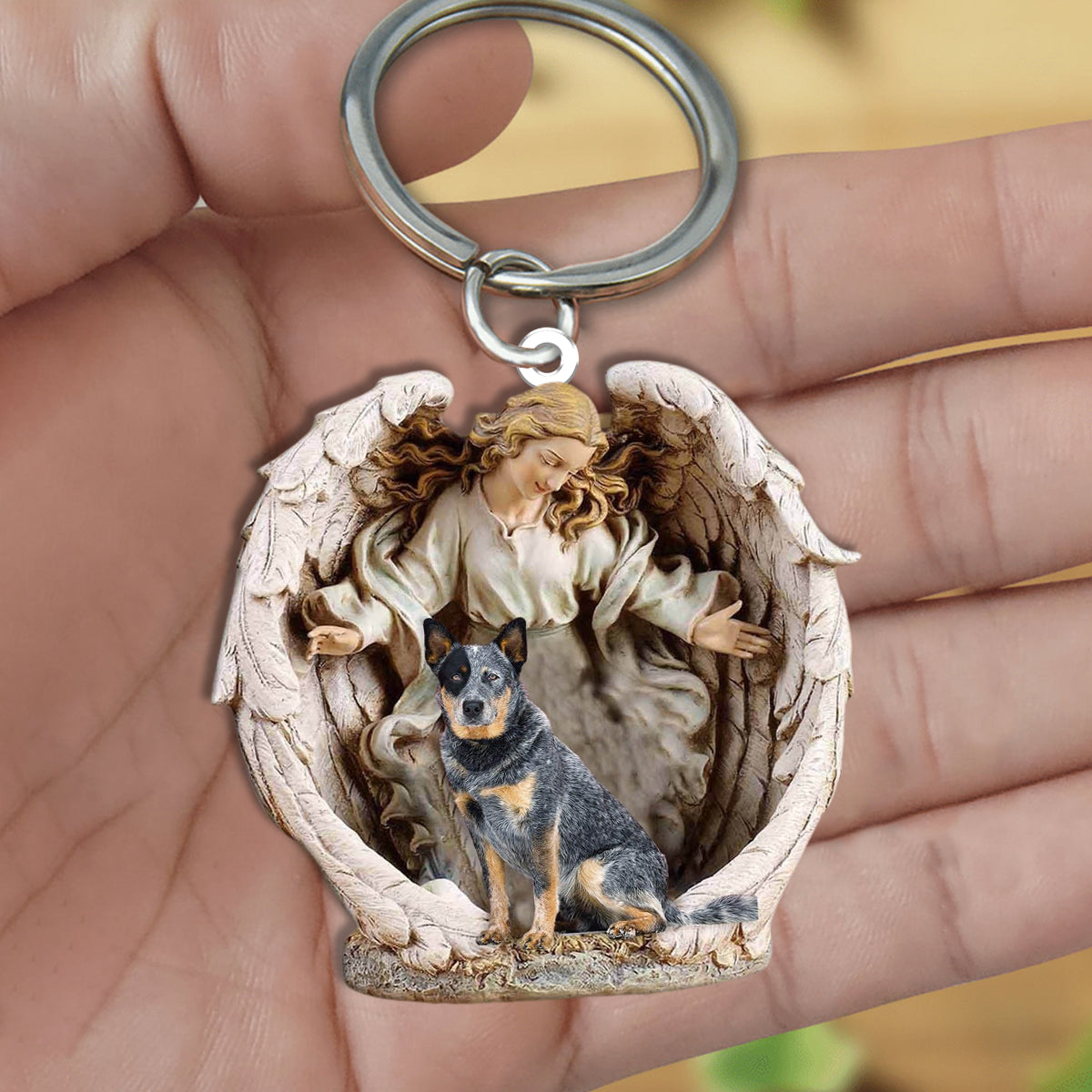 Angel Hug Australian cattle Acrylic Keychain