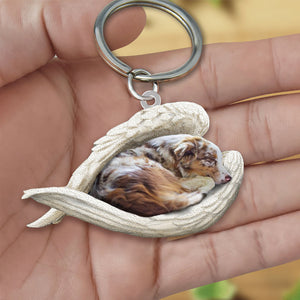 Australian shepherd Sleeping Angel Acrylic Keychain