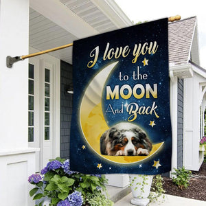 Australian Shepherd I Love You To The Moon And Back Garden Flag