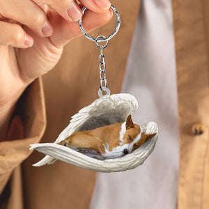 Basenji Sleeping Angel Acrylic Keychain