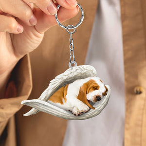 Basset hound Sleeping Angel Acrylic Keychain