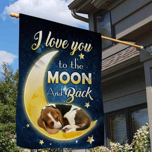 Basset Hound I Love You To The Moon And Back Garden Flag