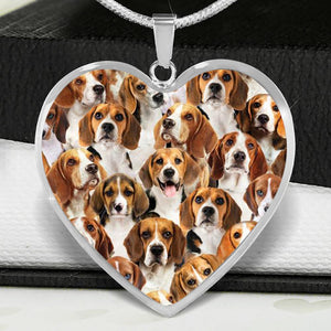 A Bunch Of Beagles Heart Necklace