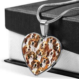 A Bunch Of Beagles Heart Necklace