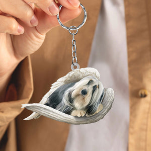 Bearded Collie Sleeping Angel Acrylic Keychain