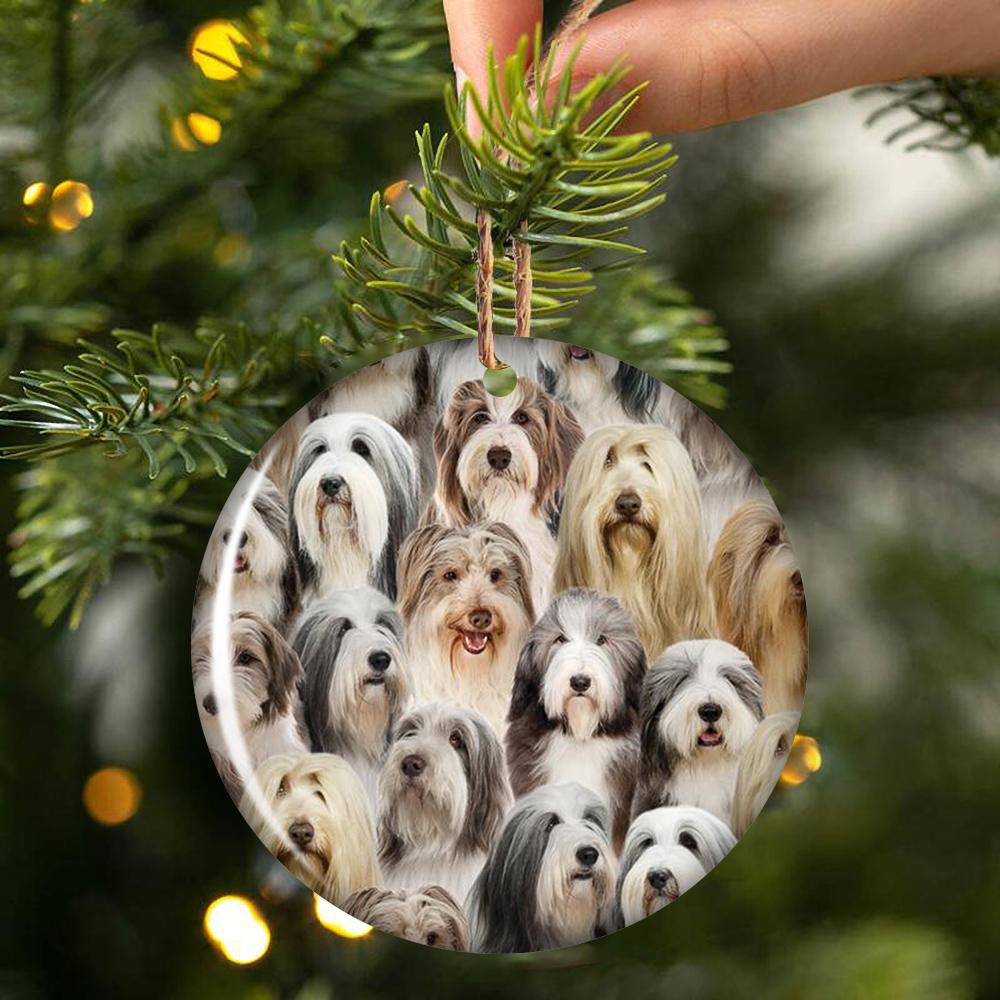 A Bunch Of Bearded Collies Porcelain/Ceramic Ornament