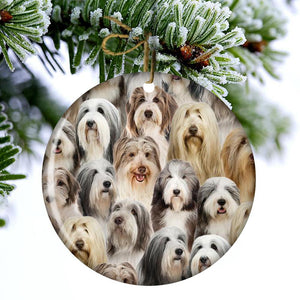 A Bunch Of Bearded Collies Porcelain/Ceramic Ornament