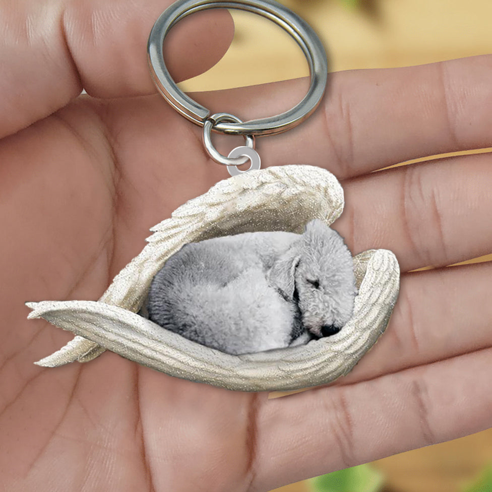 Bedlington Terrier1 Sleeping Angel Acrylic Keychain