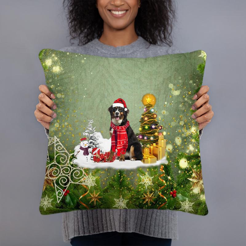 Bernese Mountain Merry Christmas Pillow Case