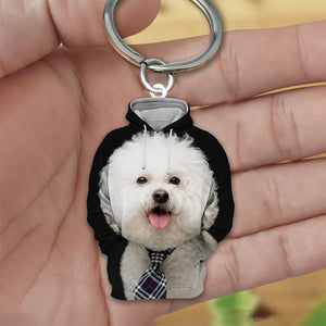 Bichon Frise 3D Graphic Hoodie Acrylic Keychain