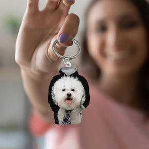 Bichon Frise 3D Graphic Hoodie Acrylic Keychain