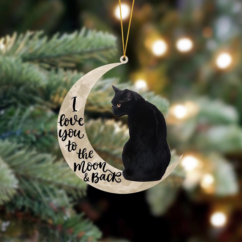 Black Cat 02 Sits On The Moon Hanging Ornament