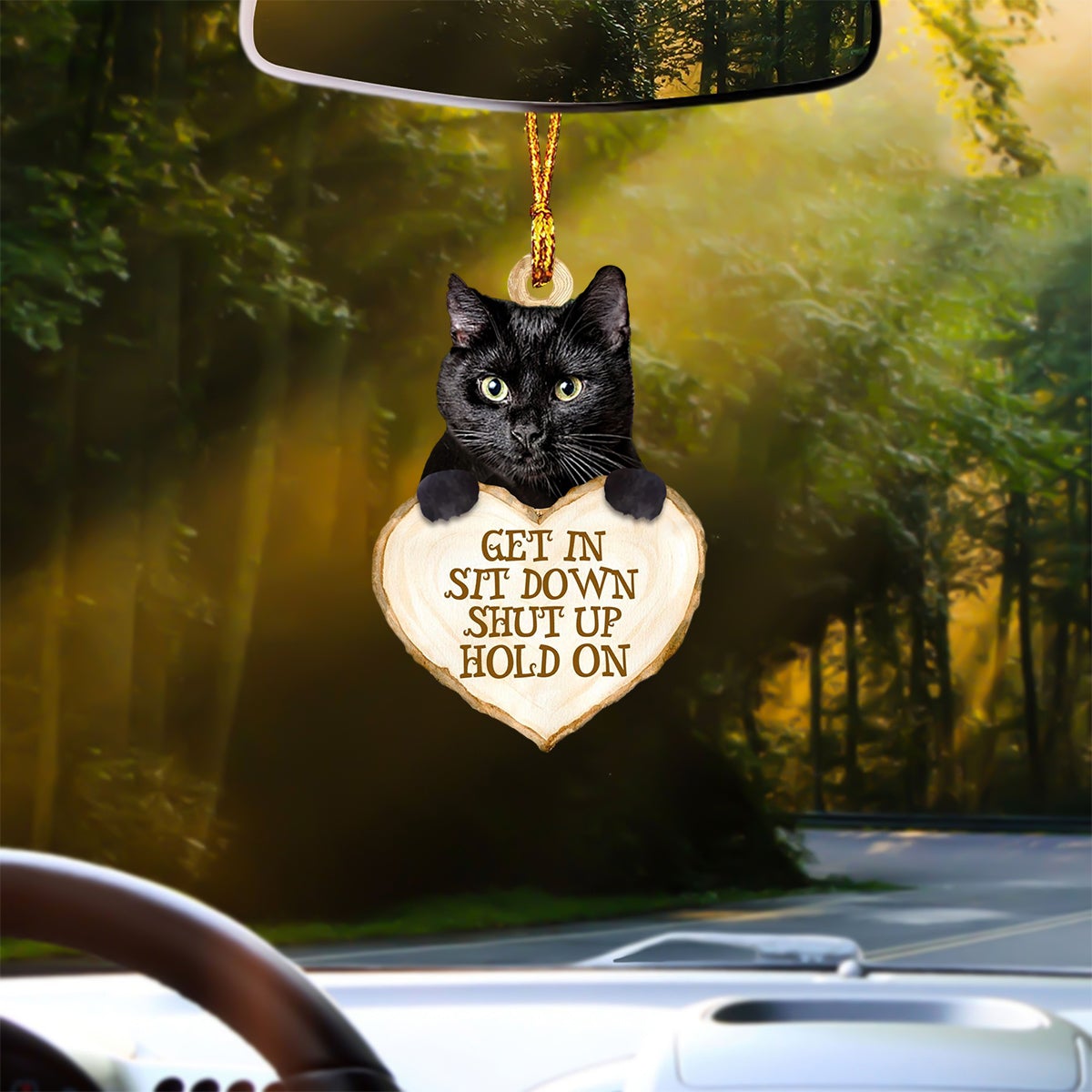 Black Cat Heart Shape Get In Car Hanging Ornament