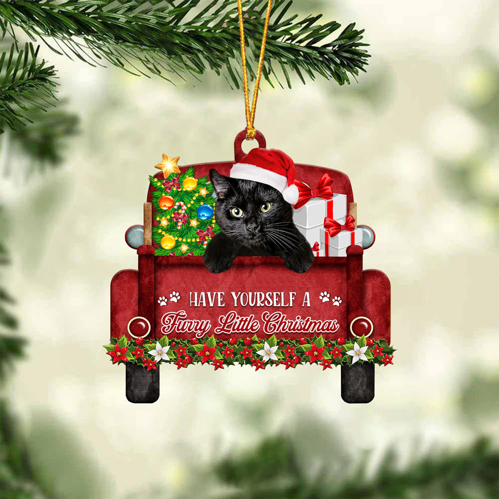 Black Cat Have Yourself A Furry Little Christmas Ornament