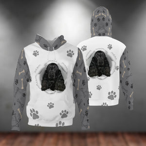 Black Cocker Spaniel-Paw Dog Unisex Hoodie