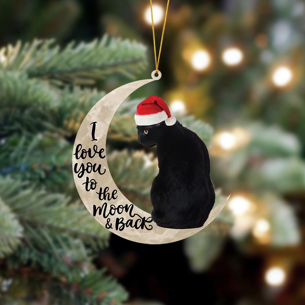 Black Cat Sits On The Moon Hanging Ornament