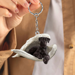 Black schnauzer Sleeping Angel Acrylic Keychain